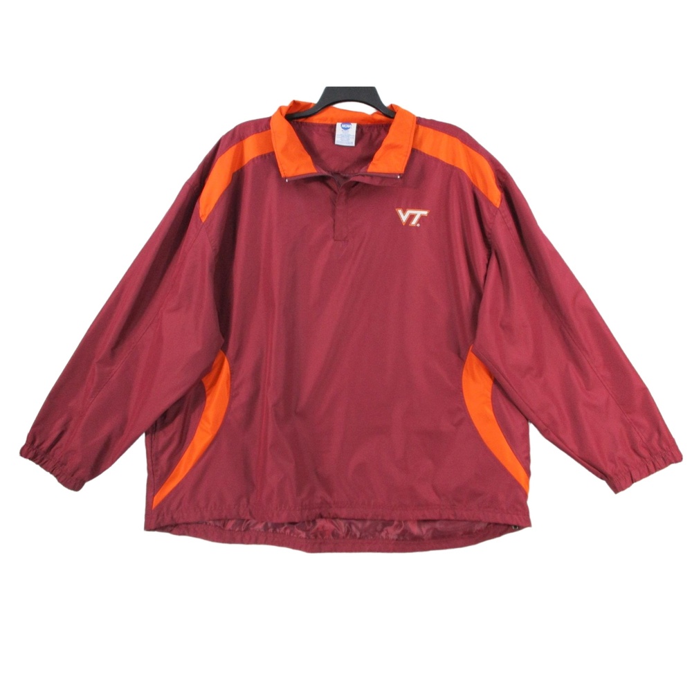 NCAA Maroon Orange VT Hokies Pullover Windbreaker‎ Jacket Mens Size 2XL
